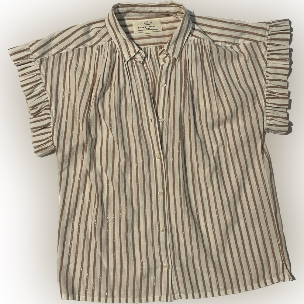 Gently worn Trovota Birds of Paradise blouse